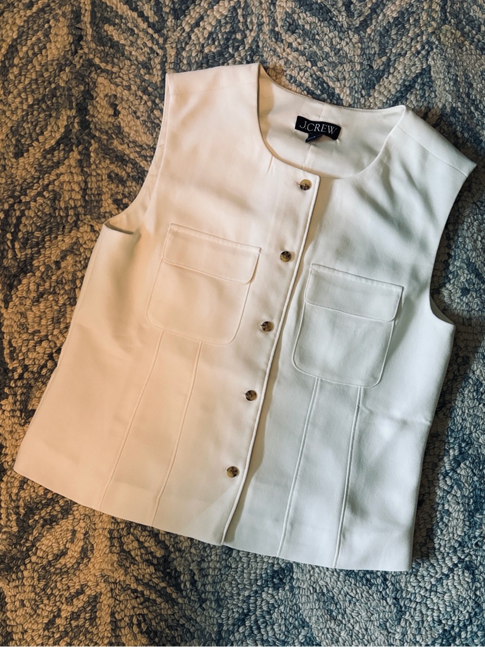 J. Crew Cream Sleeveless Button Vest